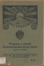 Stašek: Obnova lidské společnosti : Program a zásady Československé strany lidové v Čechách, 1920