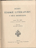 Birt: Dějiny římské literatury v pěti hodinách, 1901