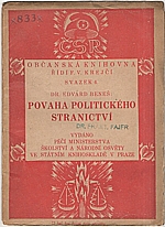 Beneš: Povaha politického stranictví, 1920