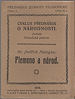 Matiegka: Plemeno a národ, 1919