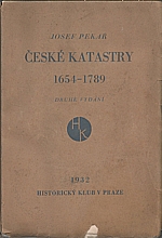 Pekař: České katastry 1654-1789, 1932